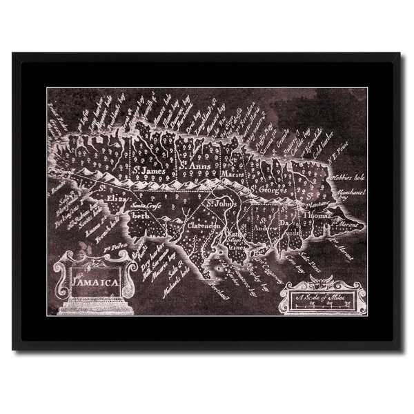 17 Stories Jamaica Old Vivid Sepia Map Framed On Canvas Print Wayfair